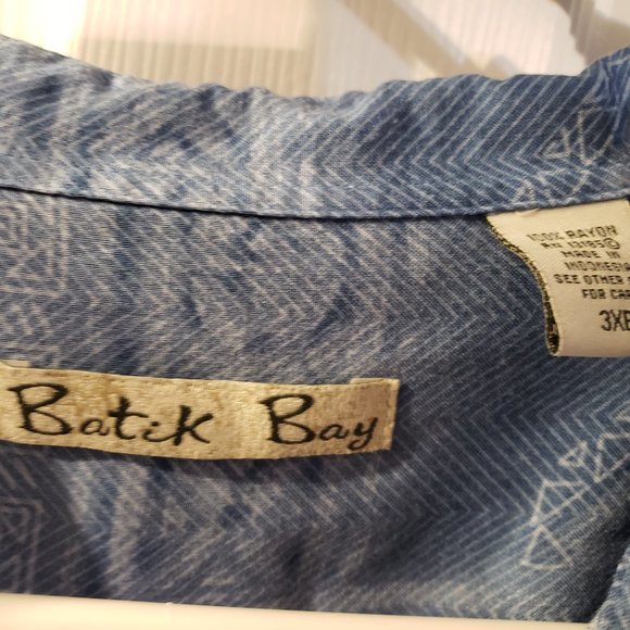 Batik Bay blue button up short sleeve 3XB - Picture 2 of 4